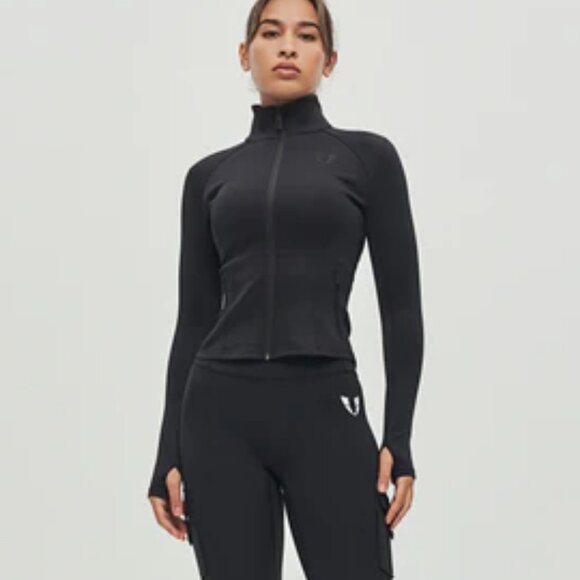 New FIRMABS ZIP-UP SPORTS JACKET Stand Up-Collar Black M - Picture 2 of 10